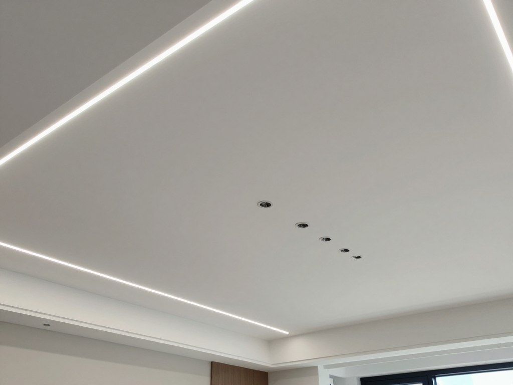 Abgehängte Decke mit integrierter LED-Beleuchtung im Trockenbau