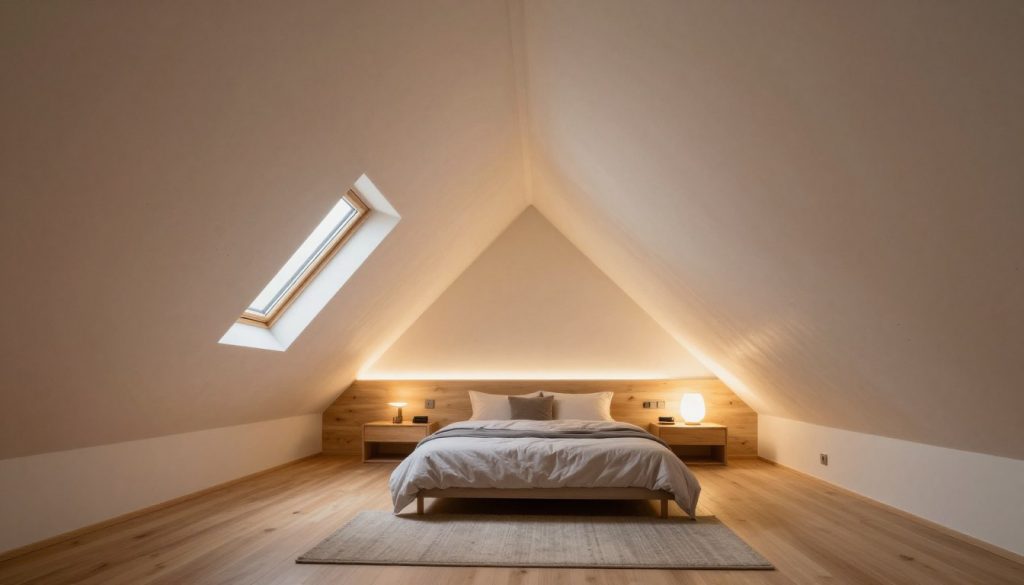 Ausgebautes Dachgeschoss mit Trockenbauverkleidung und Dachfenstern in Bremen