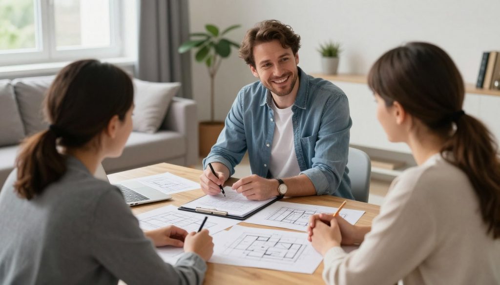 Beratungsgespräch zwischen Werklotse-Berater und Hausbesitzer in Stuhr zur Renovierungsplanung