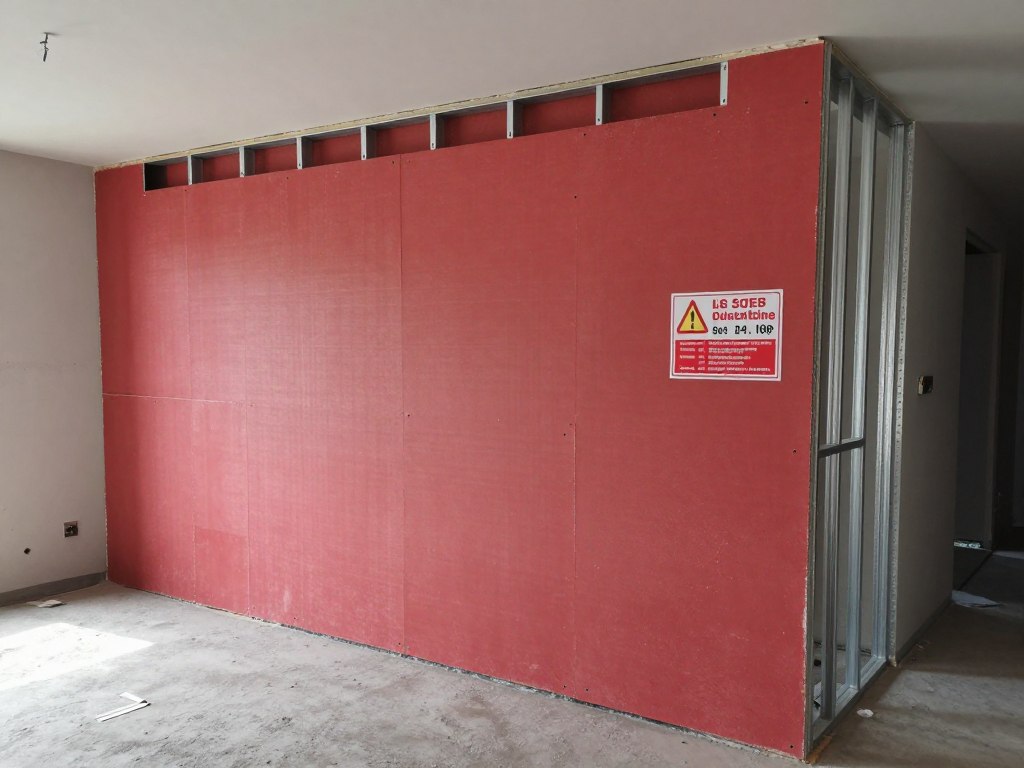 Brandschutz-Trockenbauwand mit F90-Zertifizierung in einem Mehrfamilienhaus