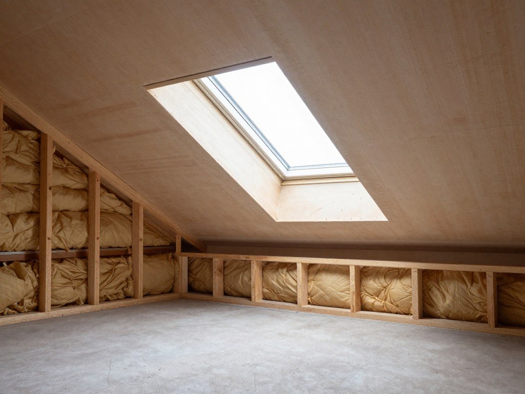Dachausbau mit Trockenbau-Schrägen und Dämmung unter dem Dach