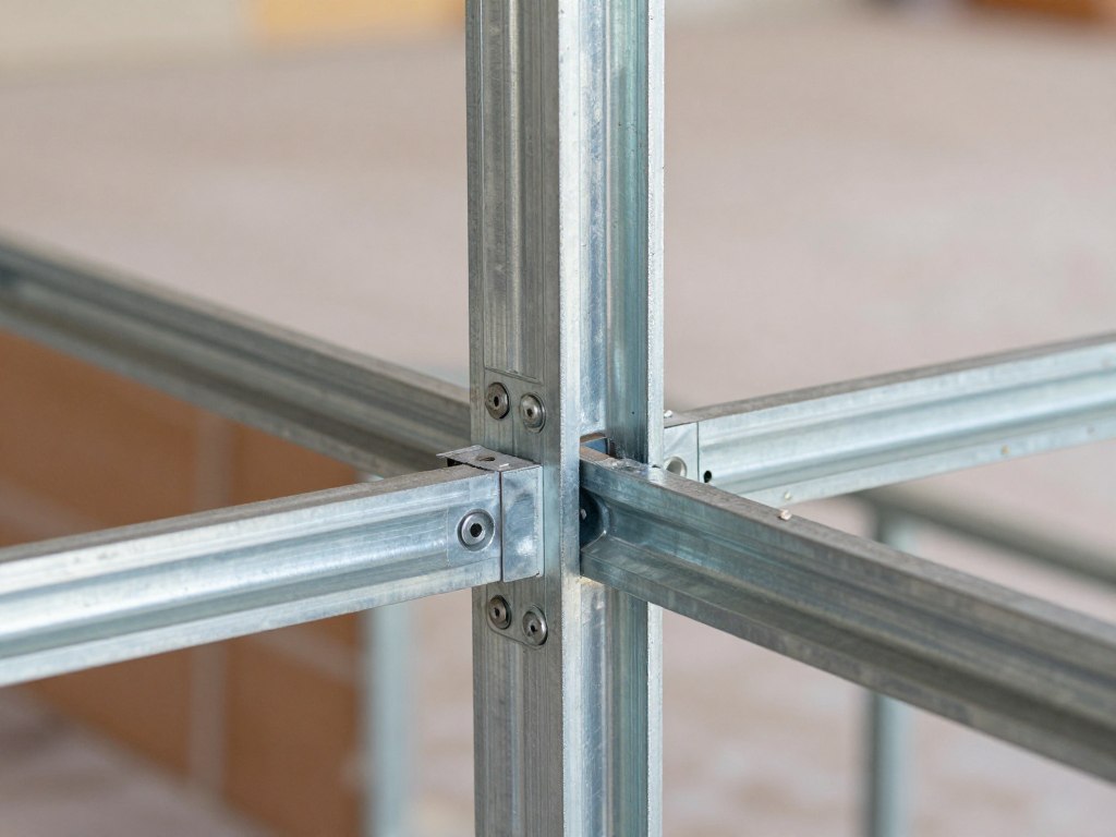 Detailaufnahme Metallprofile Ständerwerk für Trockenbau Installation