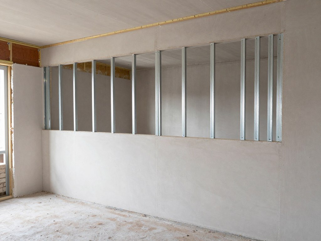 Errichtung einer Trockenbauwand mit Gipskartonplatten