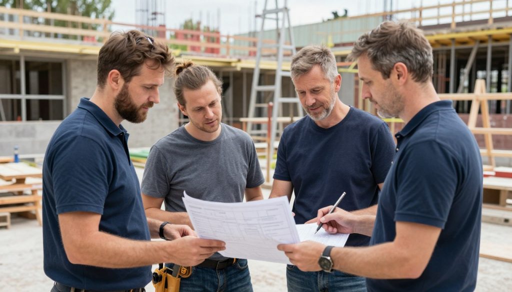 Handwerker-Team bei der Projektbesprechung in Bremen