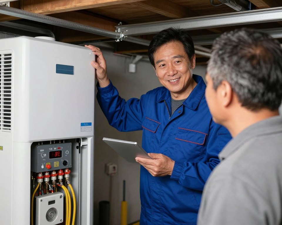 Heizung einbauen Fachmann erklärt Hausbesitzer die Technik