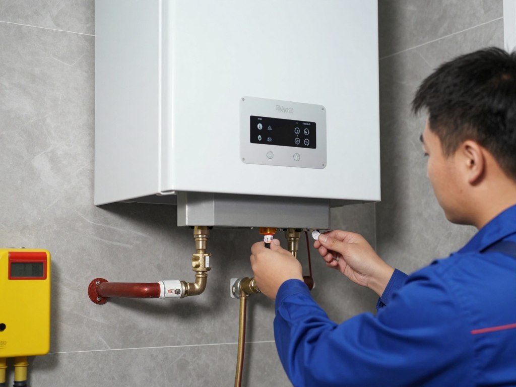 Heizung einbauen moderner Brennwertkessel Installation