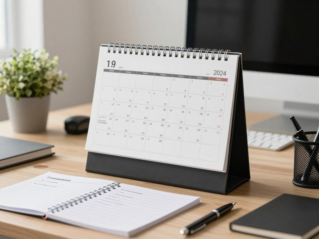 Kalender mit markierten optimalen Planungszeiträumen für Heizung und Sanitär Projekte