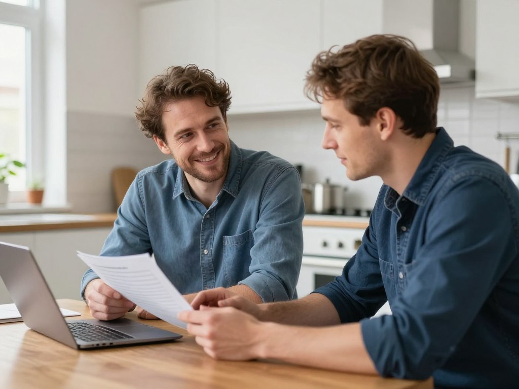 Kundengespräch zwischen Hausbesitzer und SHK-Fachmann in Bremen