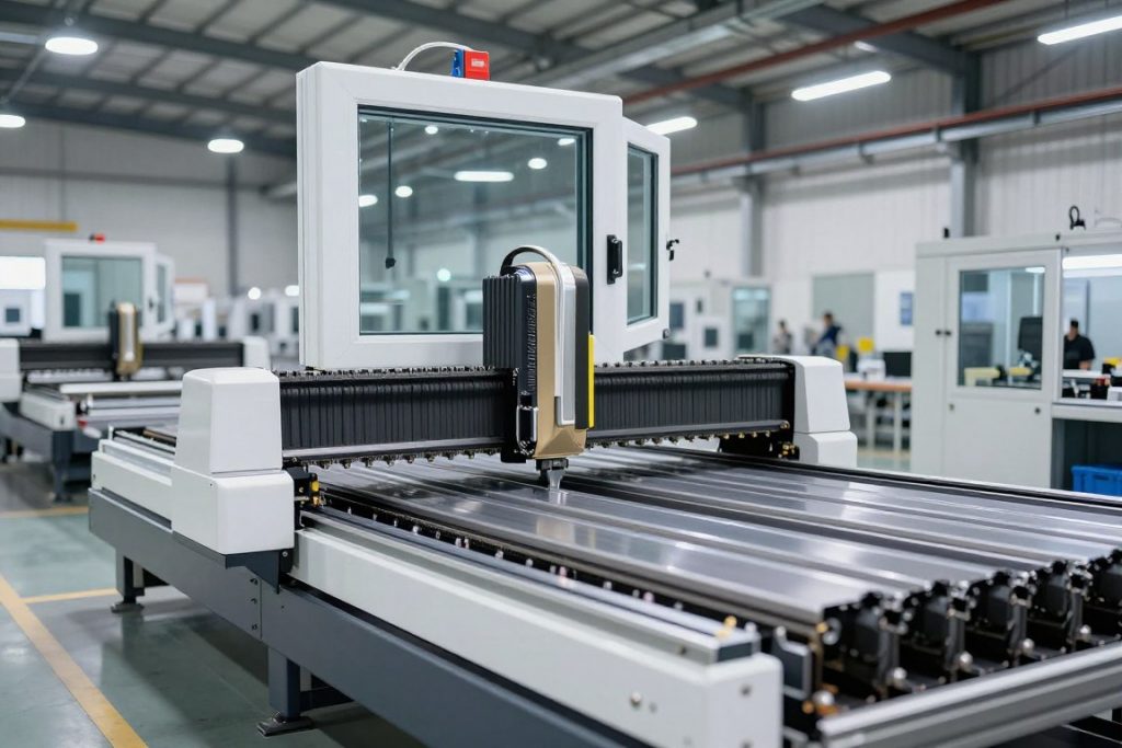 Moderne Produktionslinie für Fenster aus Polen mit CNC-Maschinen