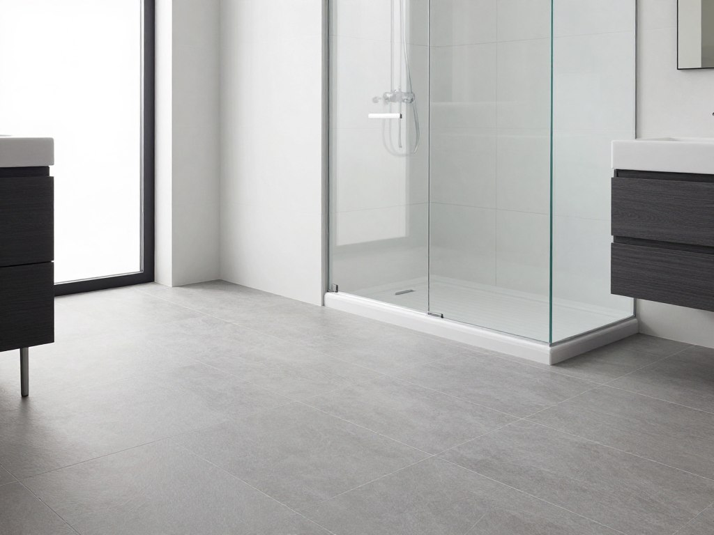 Modernes Bad mit großformatigen Bodenfliesen und Wandverkleidung in Bremen