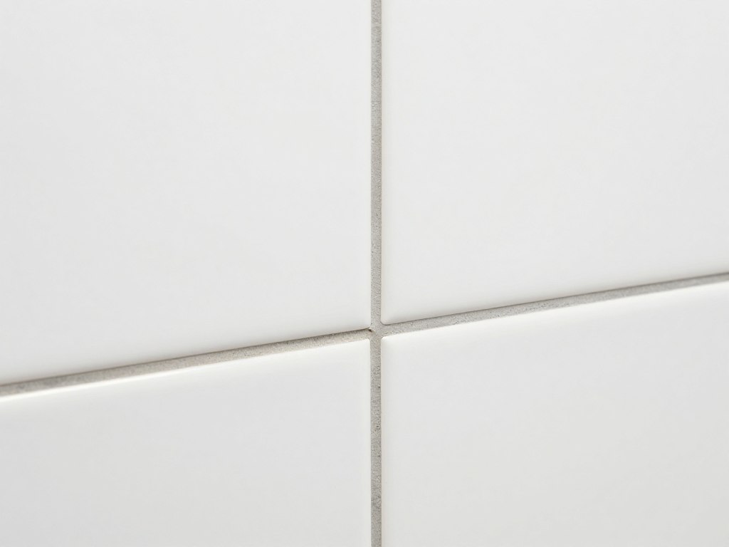Nahaufnahme von Fliesenfugen in Badezimmer, professionell verfugt