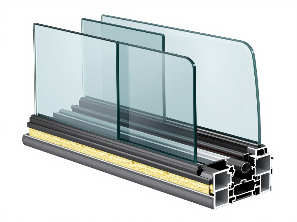 Querschnitt durch eine Dreifachverglasung mit Edelgasfüllung