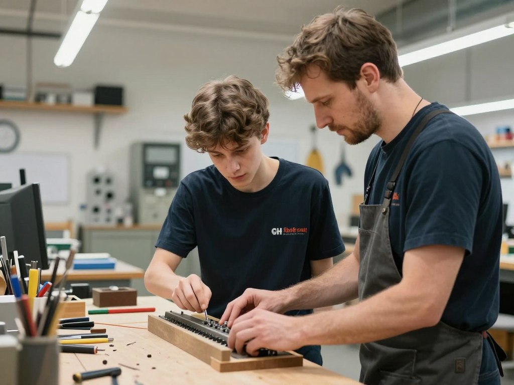 SHK Ausbildung junger Azubi lernt von erfahrenem Meister