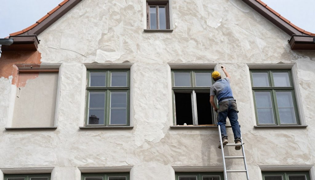 Sanierung alter Fassadenputz an historischem Gebäude