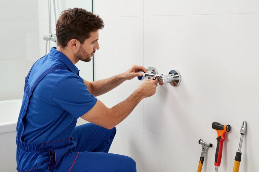 Sanitärinstallation professionell durchgeführt im modernen Bad