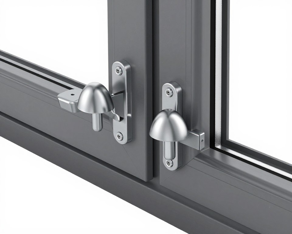 Sicherheitsfenster mit Pilzkopfverriegelungen und abschließbaren Griffen