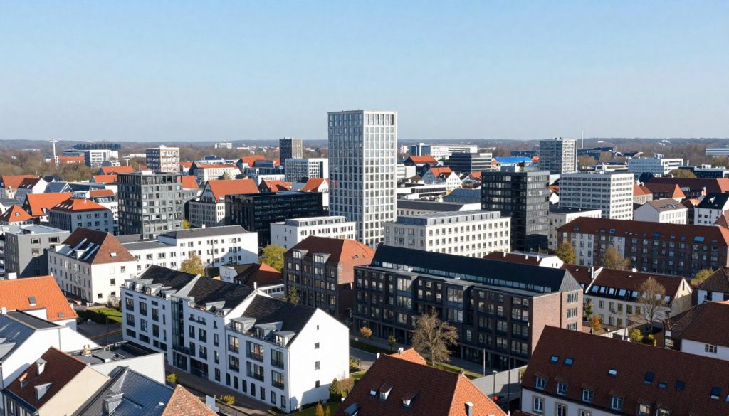 Stadtansicht von Oldenburg mit modernen Wohngebäuden
