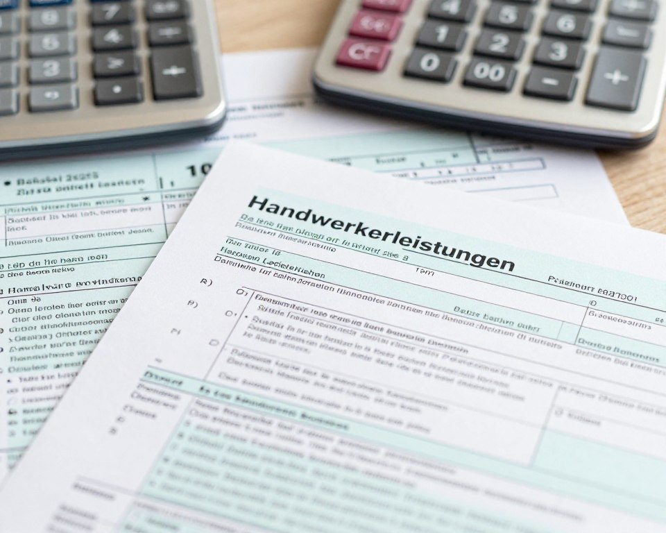Steuerformular und Handwerkerrechnung für Steuerbonus Handwerkerleistungen