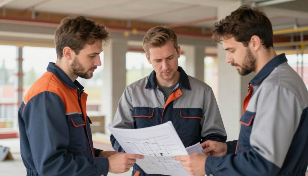 Team von deutschen und polnischen SHK-Fachkräften bei gemeinsamer Projektbesprechung für Heizungsbau in Oldenburg