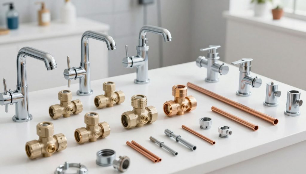 Verschiedene hochwertige Sanitär- und Heizungsbauer-SHK Materialien und Komponenten