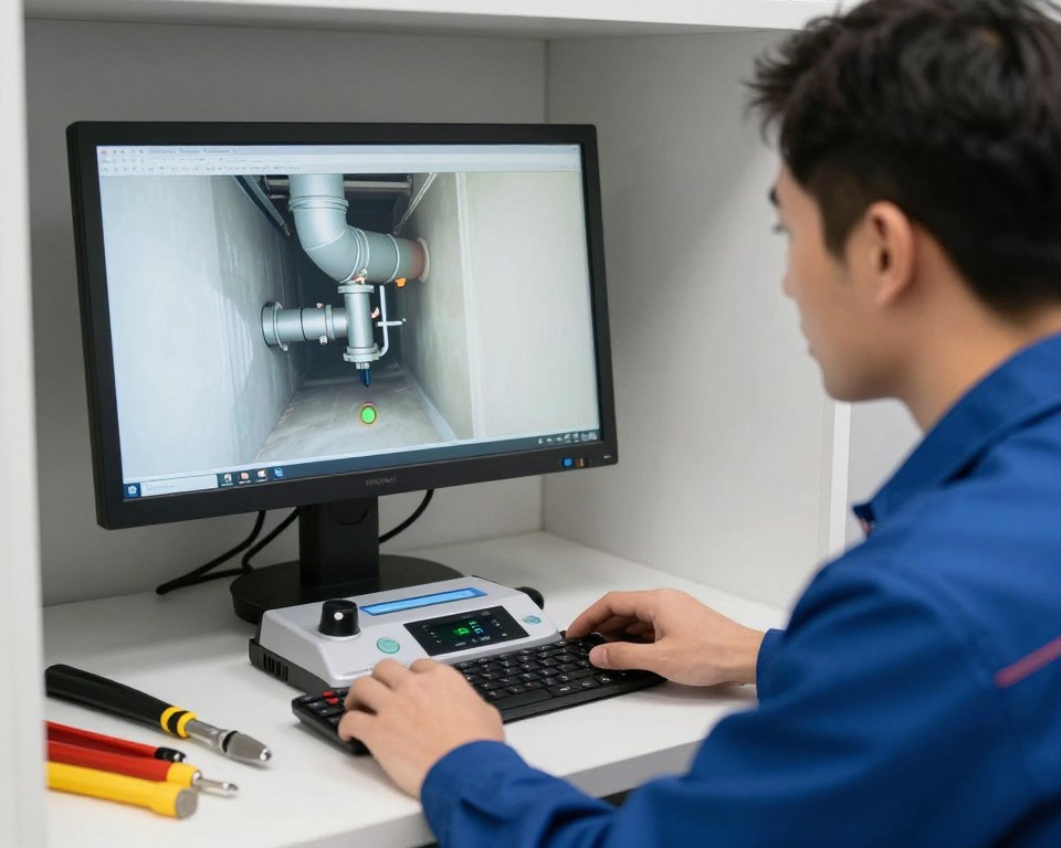 Verstopfte Rohre werden professionell mit Kamera inspiziert