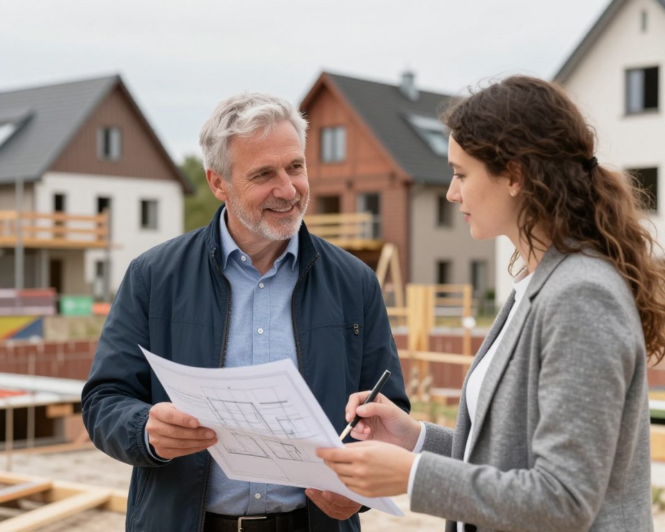 Werklotse Berater im Gespräch mit Kunde auf Baustelle Weyhe