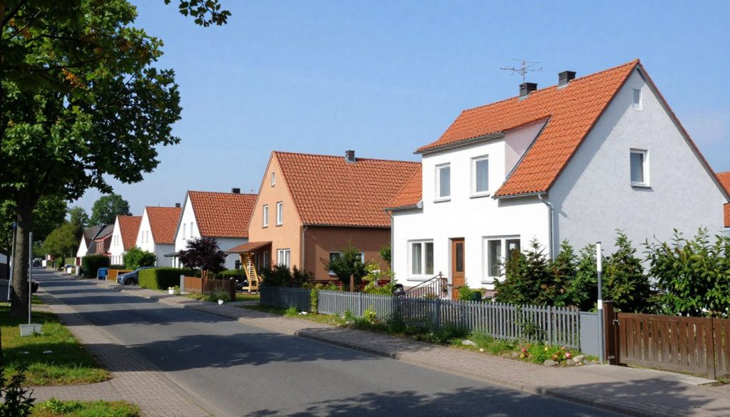 Wohngebiet in Weyhe mit typischen Einfamilienhäusern für Fliesenleger-Projekte