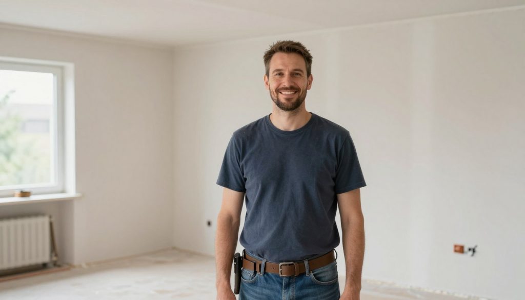 Zufriedener Hausbesitzer nach erfolgreichem Trockenbau Projekt Stuhr