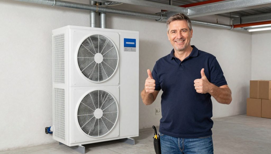 Zufriedener Kunde nach abgeschlossener Heizungsmodernisierung