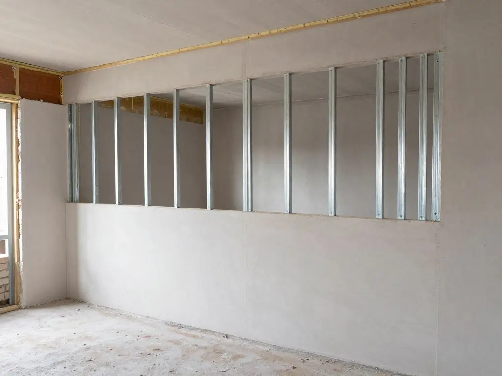 Errichtung einer Trockenbauwand mit Gipskartonplatten