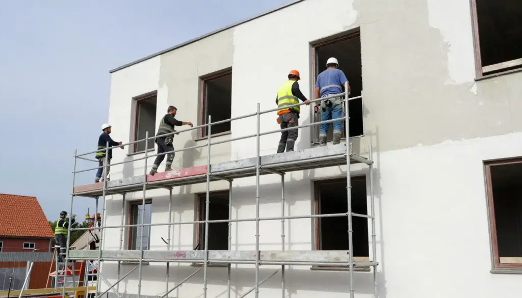 Polnisches Verputzer Team bei der Arbeit in Bremen