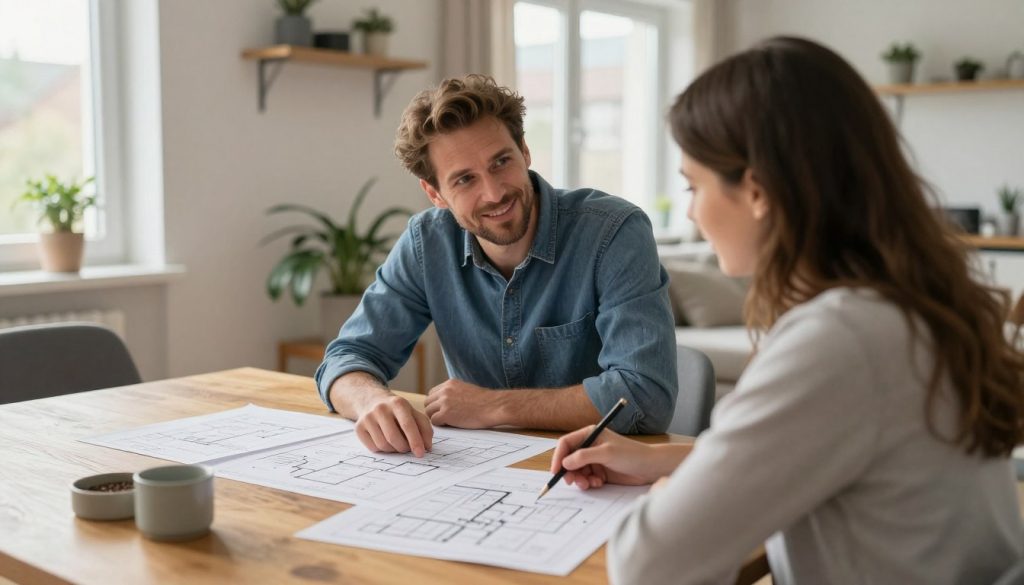 Ablauf der Handwerker-Vermittlung in Bremervörde, Beratungsgespräch mit Plänen