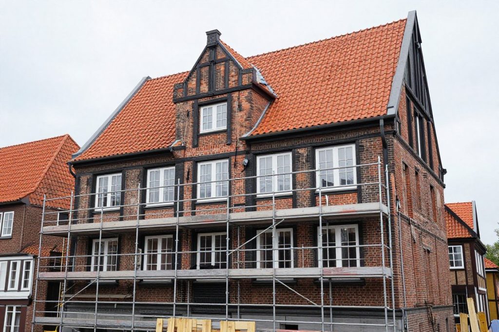 Altbau in Rhauderfehn während professioneller Sanierungsarbeiten