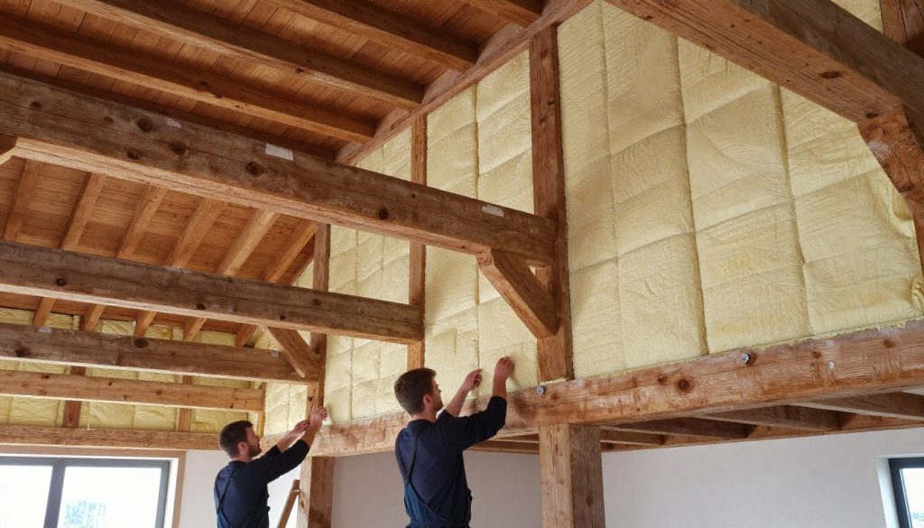 Altbausanierung Syke Innenausbau mit historischen Holzbalken und moderner Dämmung Altbausanierung Syke Innenausbau mit historischen Holzbalken und moderner Dämmung