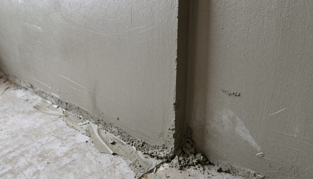 Außenputz mit Zementanteil an Sockelbereich eines Hauses