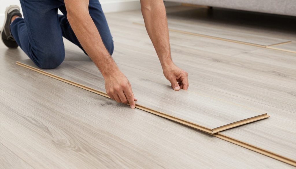 Bodenleger verlegt Vinylboden in Wohnzimmer in Hude