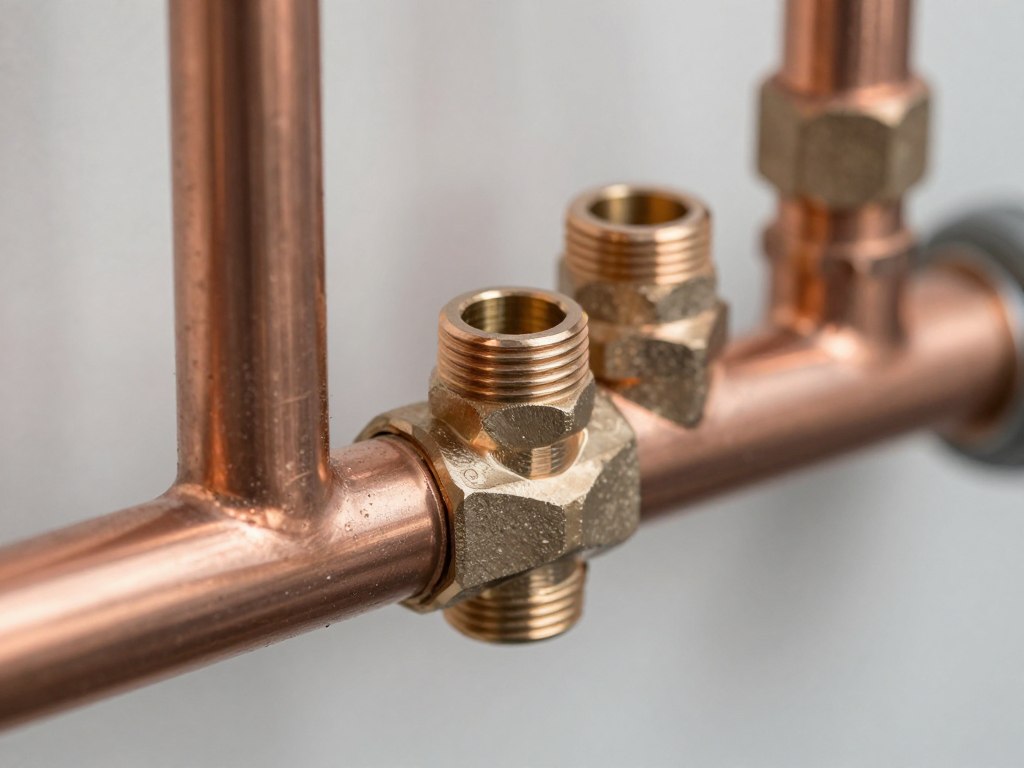 Detailaufnahme qualitativ hochwertiger Pressfittings bei Heizungsinstallation Bremerhaven Detailaufnahme qualitativ hochwertiger Pressfittings bei Heizungsinstallation Bremerhaven