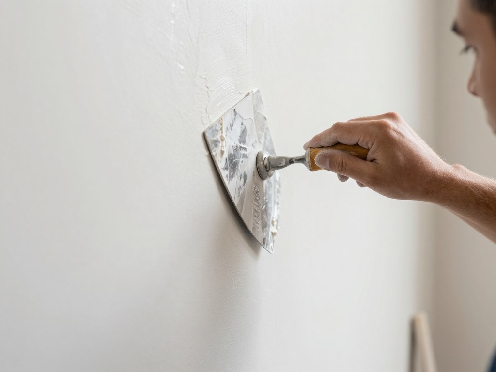 Detailaufnahme von professioneller Putzarbeit an Innenwand