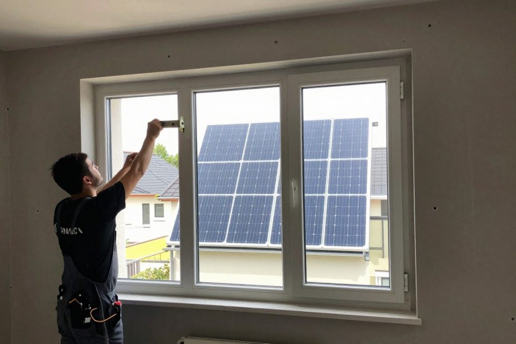 Einbau neuer energieeffizienter Fenster bei Sanierung eines Wohnhauses