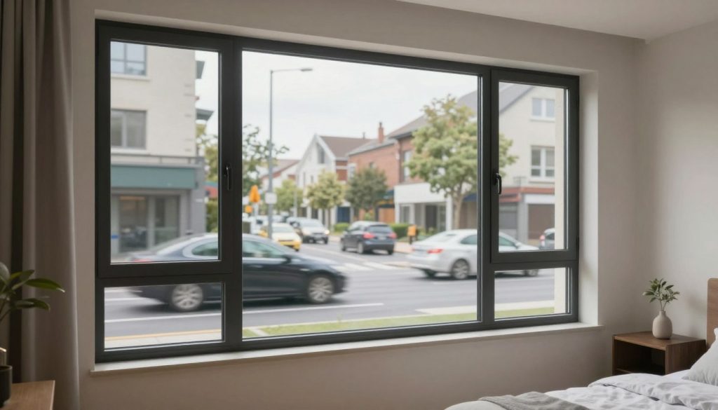 Fenster an vielbefahrener Straße mit Schallschutz Fenster an vielbefahrener Straße mit Schallschutz