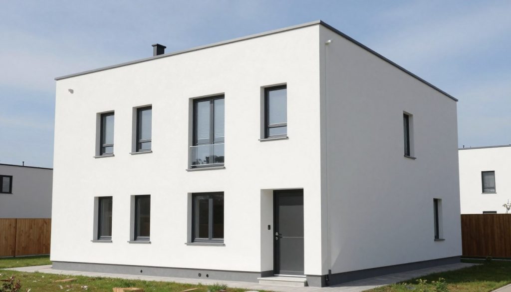 Fertig verputzte Außenfassade eines Wohnhauses in Hude