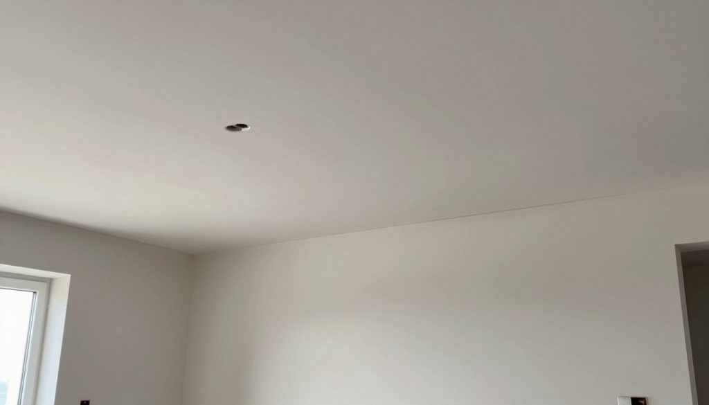 Fertiger Trockenbau-Innenraum mit abgehängter Decke und glatten Wänden