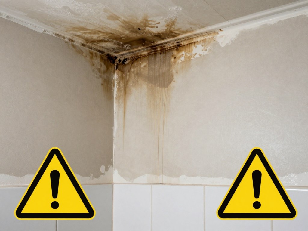 Feuchtigkeitsschaden durch falsche Gipskartonplatte im Badezimmer