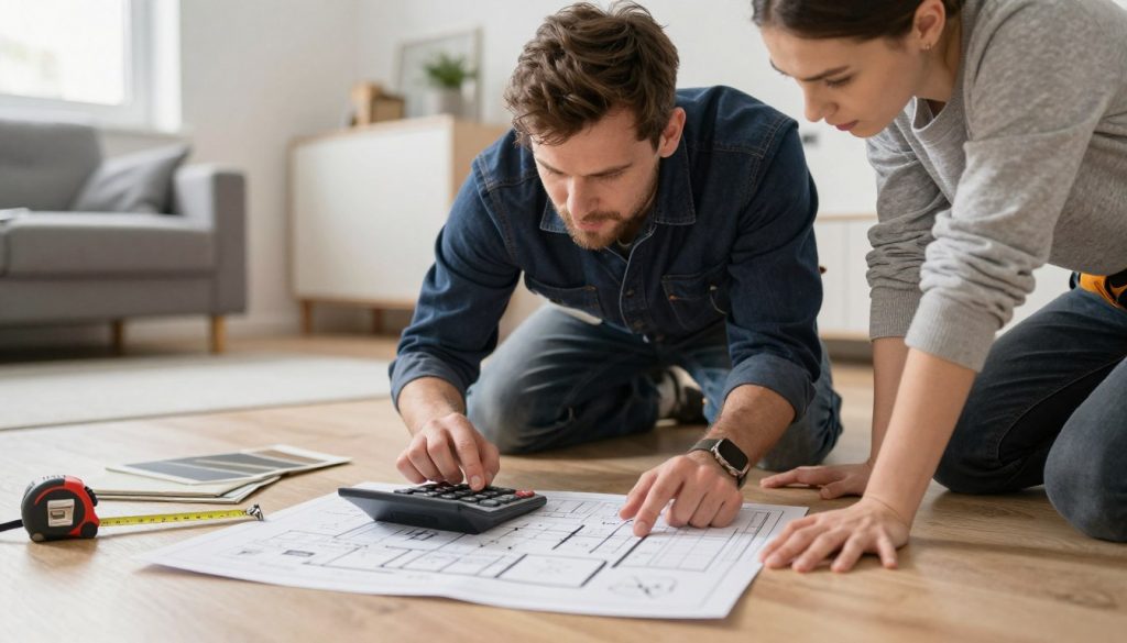 Fliesenleger berechnet Material und Kosten vor Ort