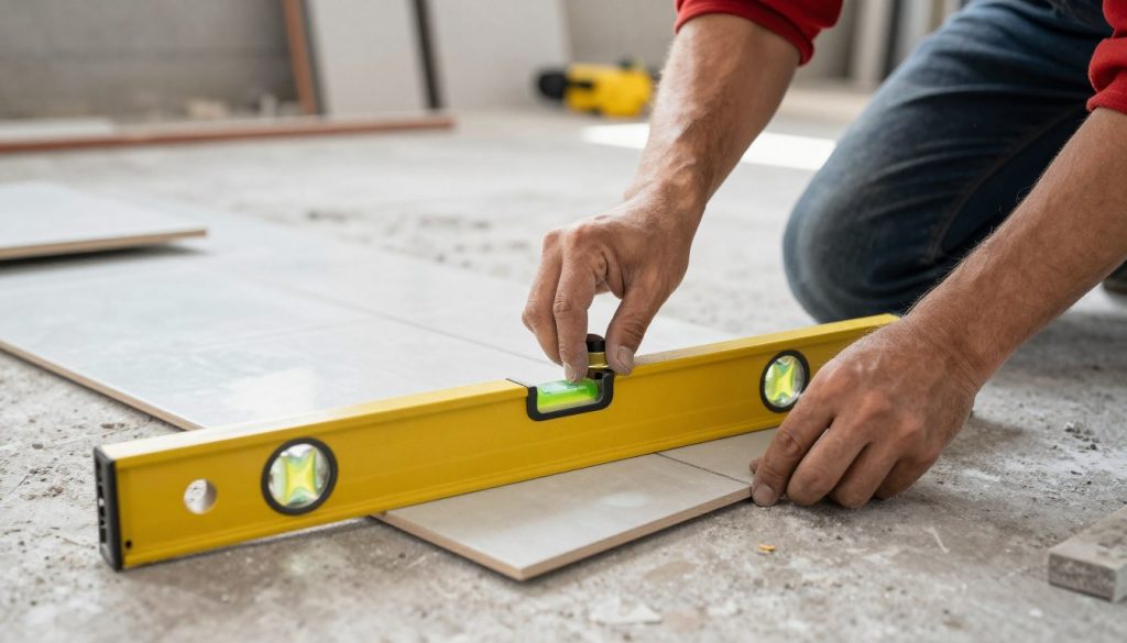 Fliesenleger korrigiert Verlegefehler professionell