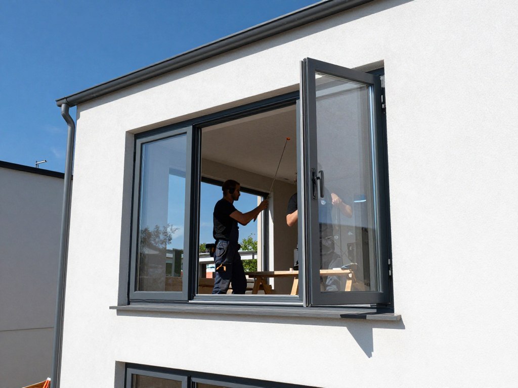 Frisch eingebaute Fenster in Bremerhaven im Sommer, Fenstermontage bei gutem Wetter, optimale Bedingungen für Fensterbau