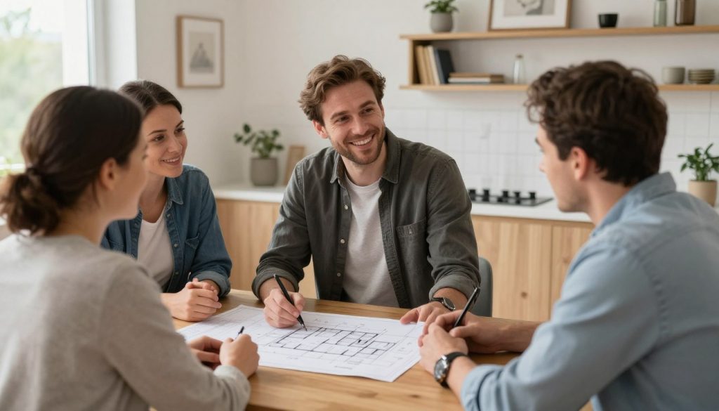Handwerker Team bei der Beratung mit Kunden in Lilienthal Handwerker Team bei der Beratung mit Kunden in Lilienthal