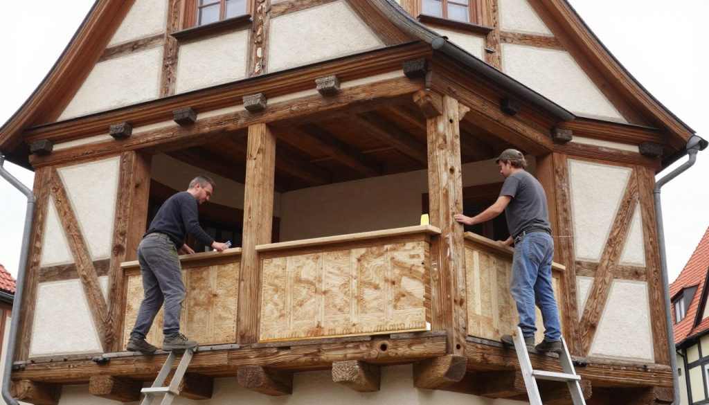 Handwerker bei Altbausanierung in Hude Fachwerkhaus