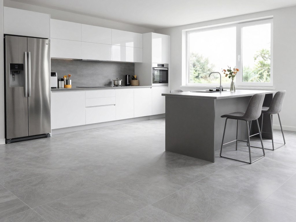 Küche mit neuen Bodenfliesen in Rotenburg