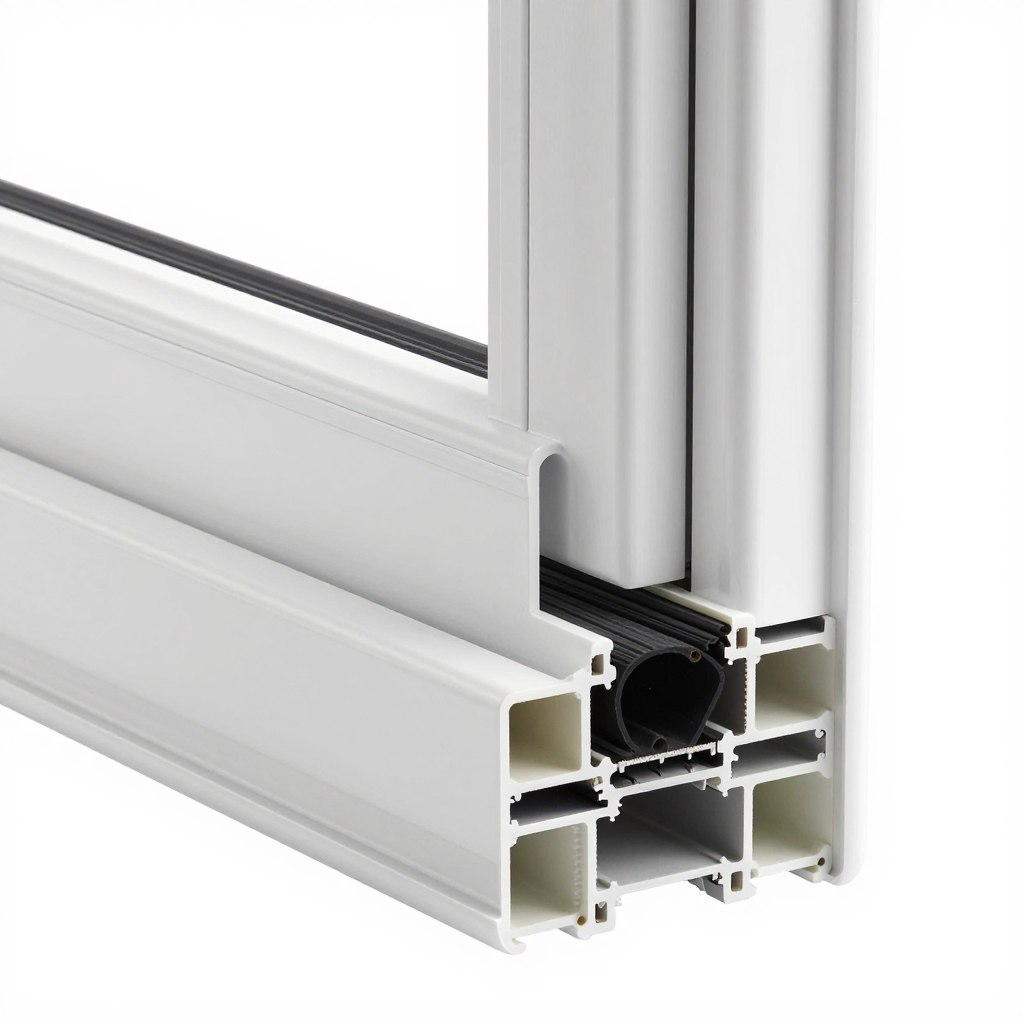 Kunststofffenster mit Dreifachverglasung Detail Querschnitt Rahmenprofil